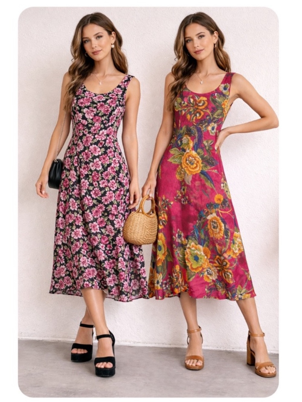 ST.HELENA floral multi color pink reversible shaffon mid dress size M y2k Fariy